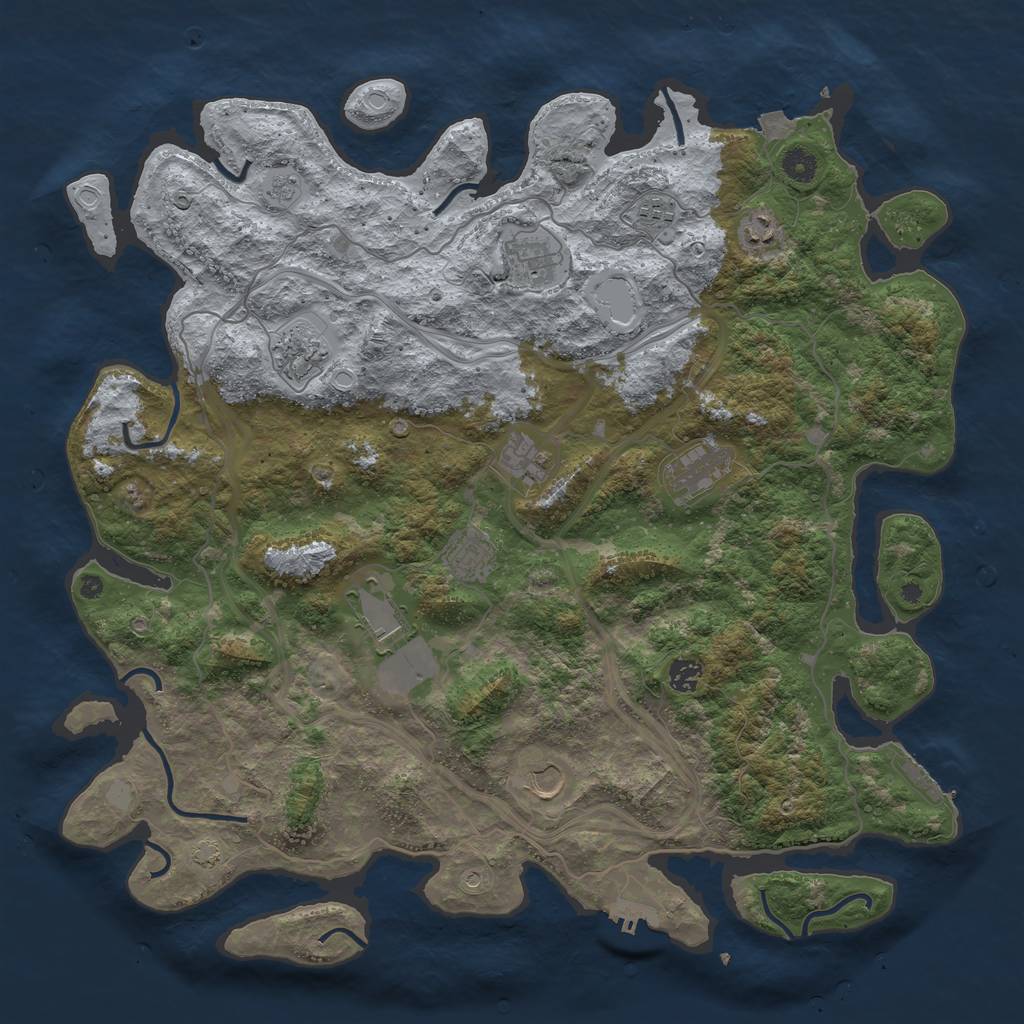 Rust Map: Procedural Map, Size: 4500, Seed: 805, 18 Monuments