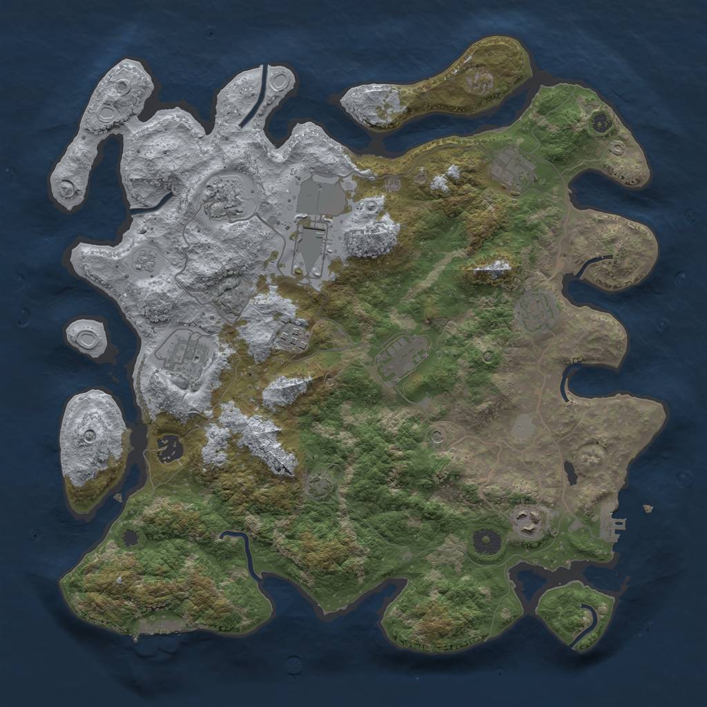 Rust Map: Procedural Map, Size: 3850, Seed: 525909, 17 Monuments
