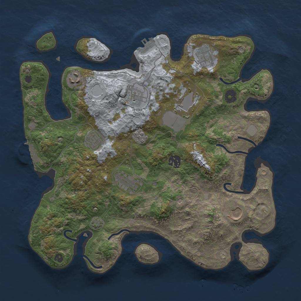 Rust Map: Procedural Map, Size: 3500, Seed: 63124693, 16 Monuments
