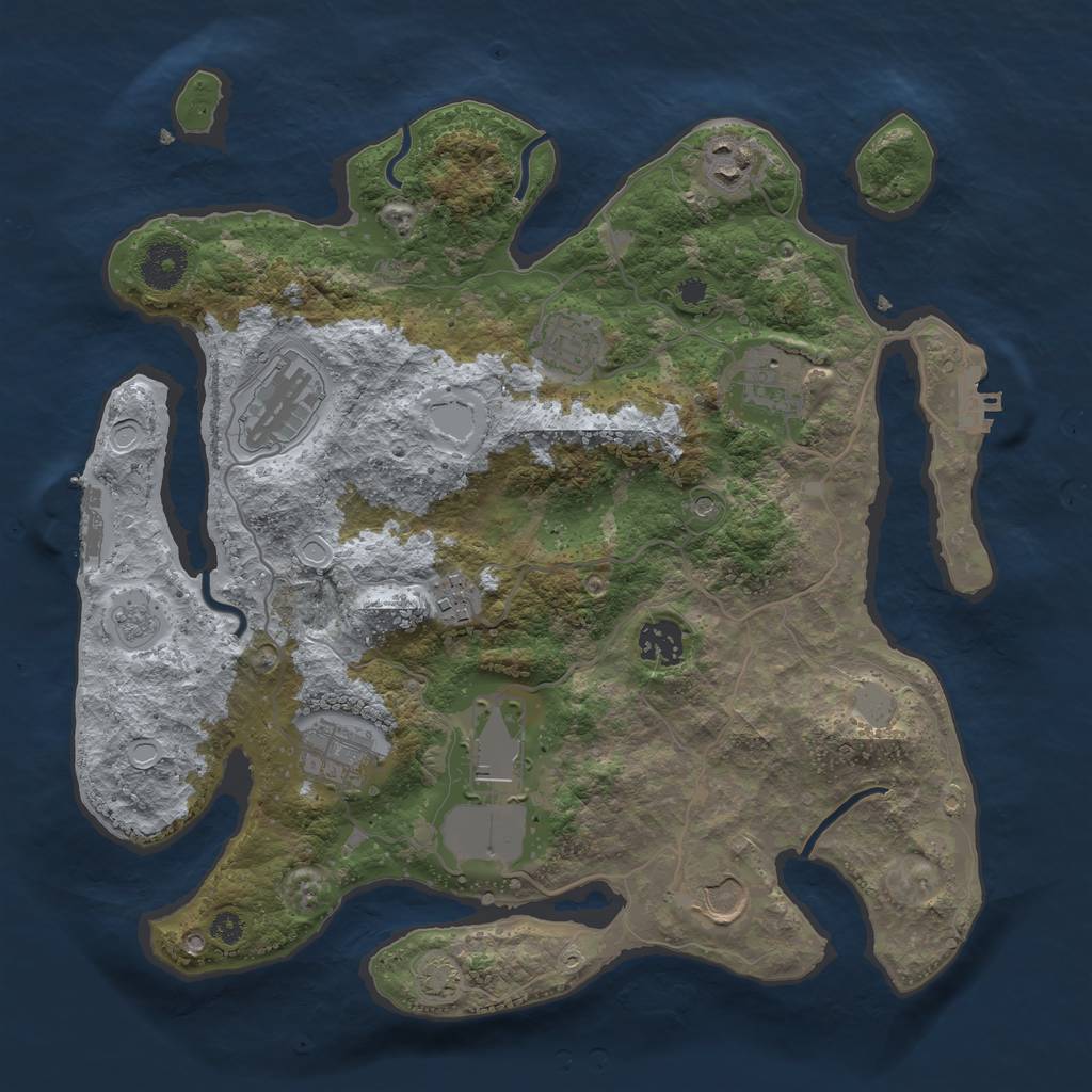 Rust Map: Procedural Map, Size: 3500, Seed: 1711054272, 17 Monuments
