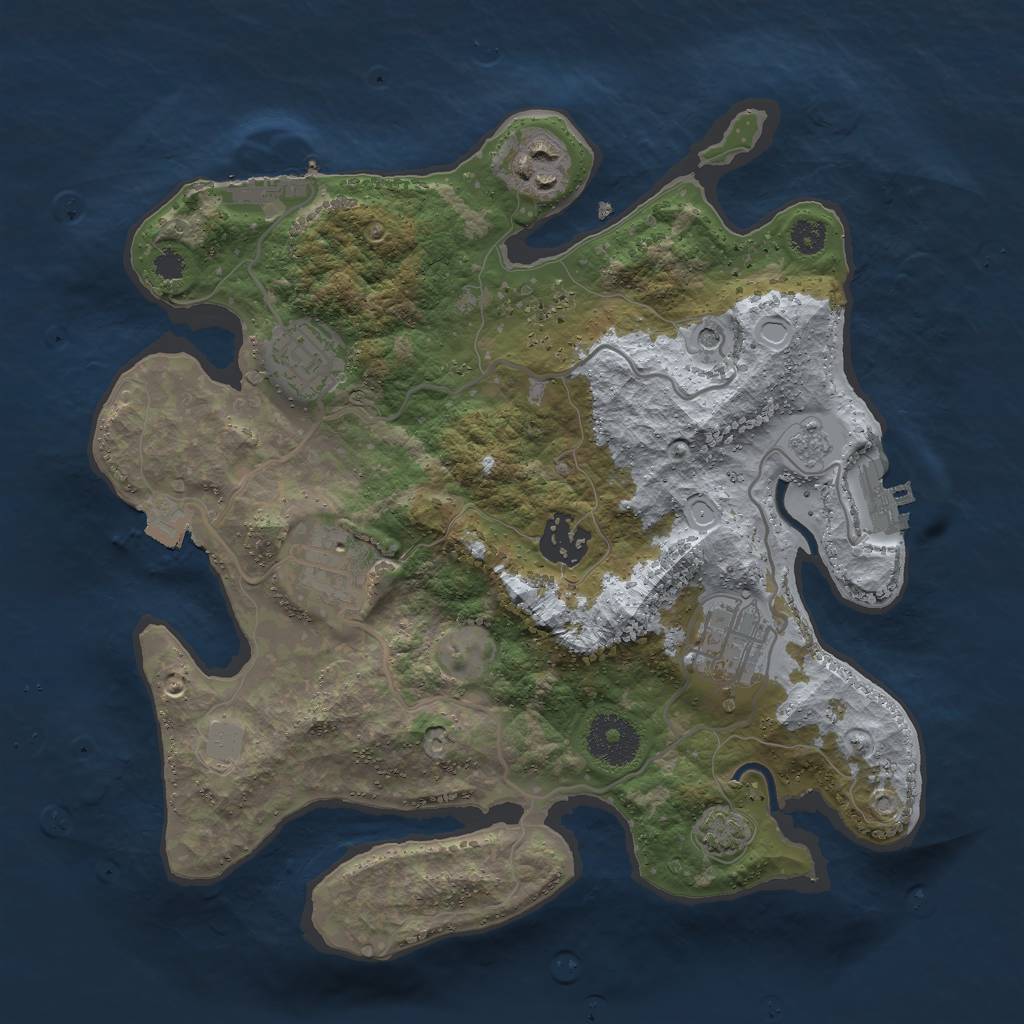 Rust Map: Procedural Map, Size: 3000, Seed: 16864, 13 Monuments