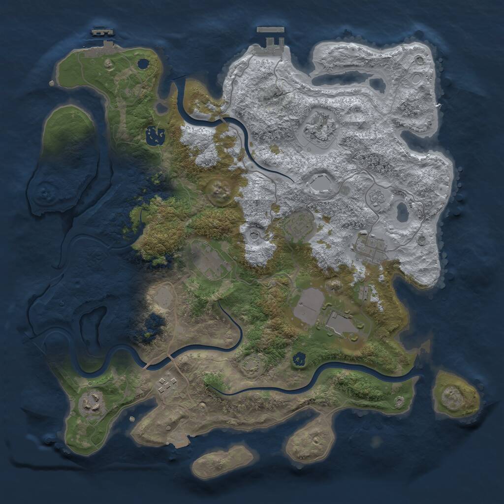 Rust Map: Procedural Map, Size: 3700, Seed: 45153778, 14 Monuments