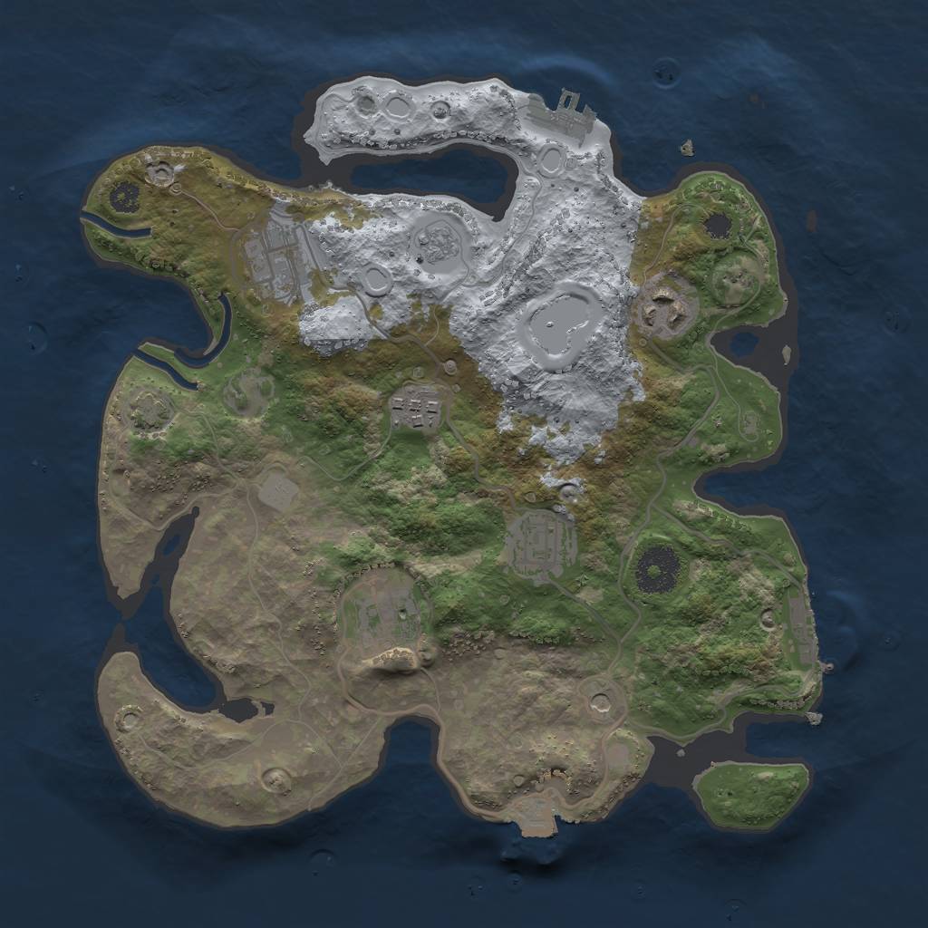 Rust Map: Procedural Map, Size: 3000, Seed: 784535, 13 Monuments