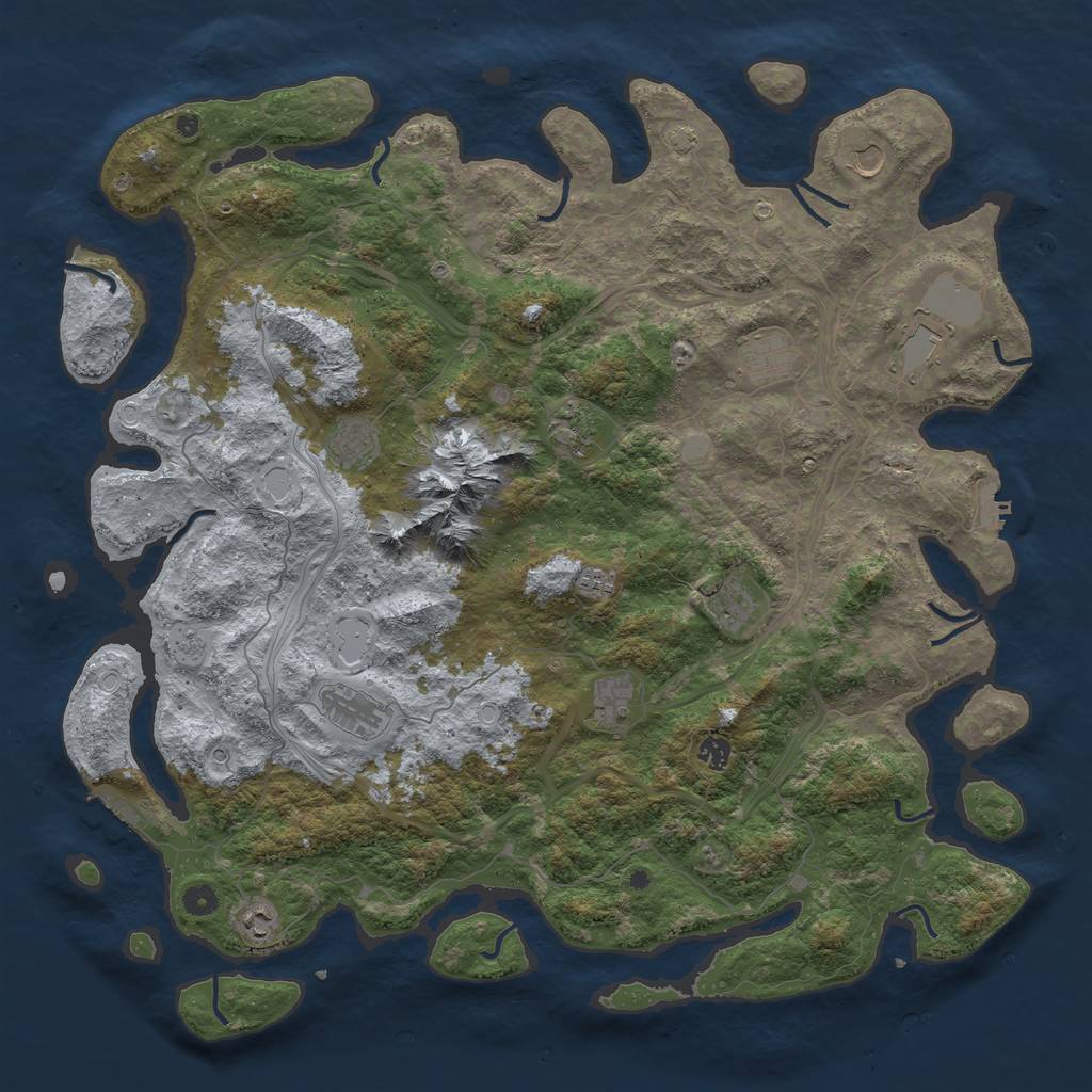 Rust Map: Procedural Map, Size: 5000, Seed: 802293, 19 Monuments