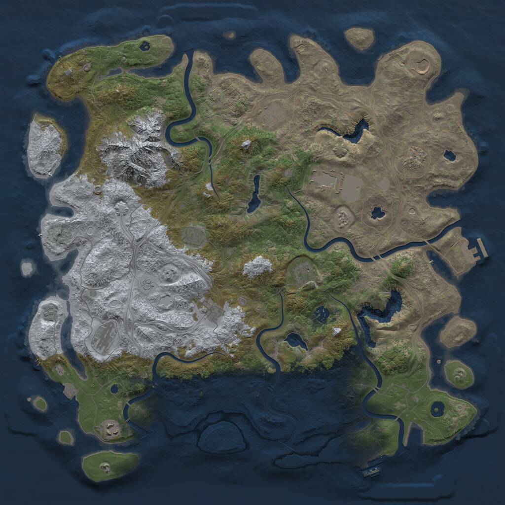 Rust Map: Procedural Map, Size: 5000, Seed: 802293, 17 Monuments