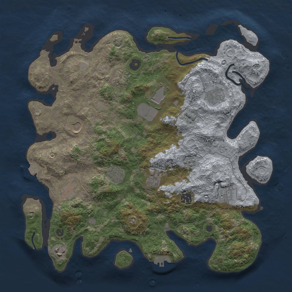Rust Map: Procedural Map, Size: 3850, Seed: 987456321, 17 Monuments