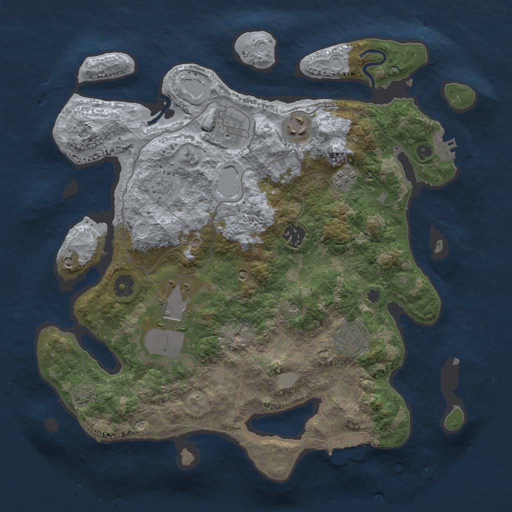 Rust Map: Procedural Map, Size: 3500, Seed: 72926, 14 Monuments