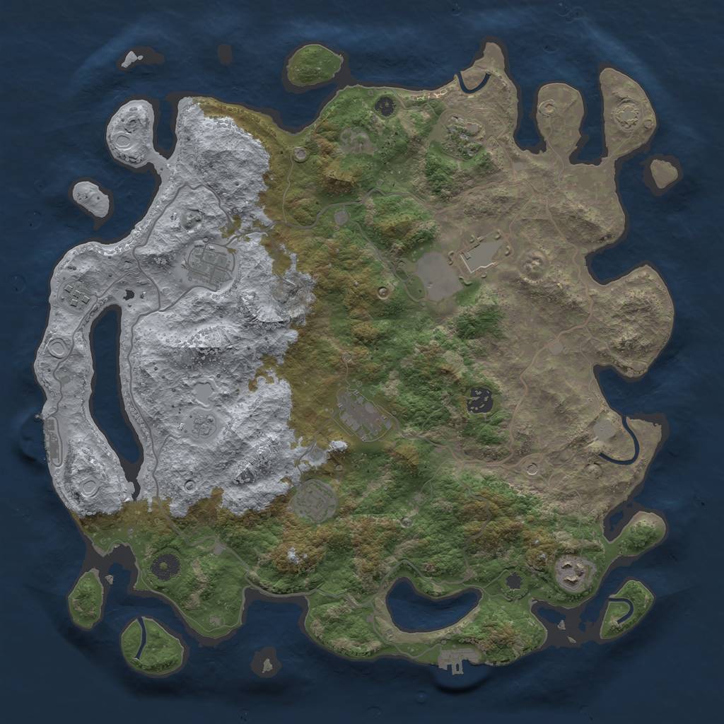 Rust Map: Procedural Map, Size: 4000, Seed: 17604968, 16 Monuments
