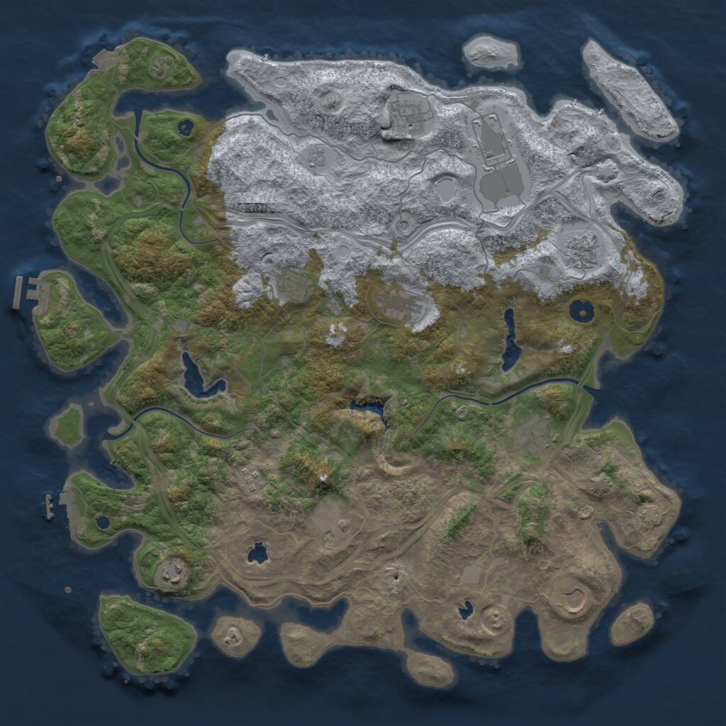 Rust Map: Procedural Map, Size: 4500, Seed: 1012084795, 16 Monuments