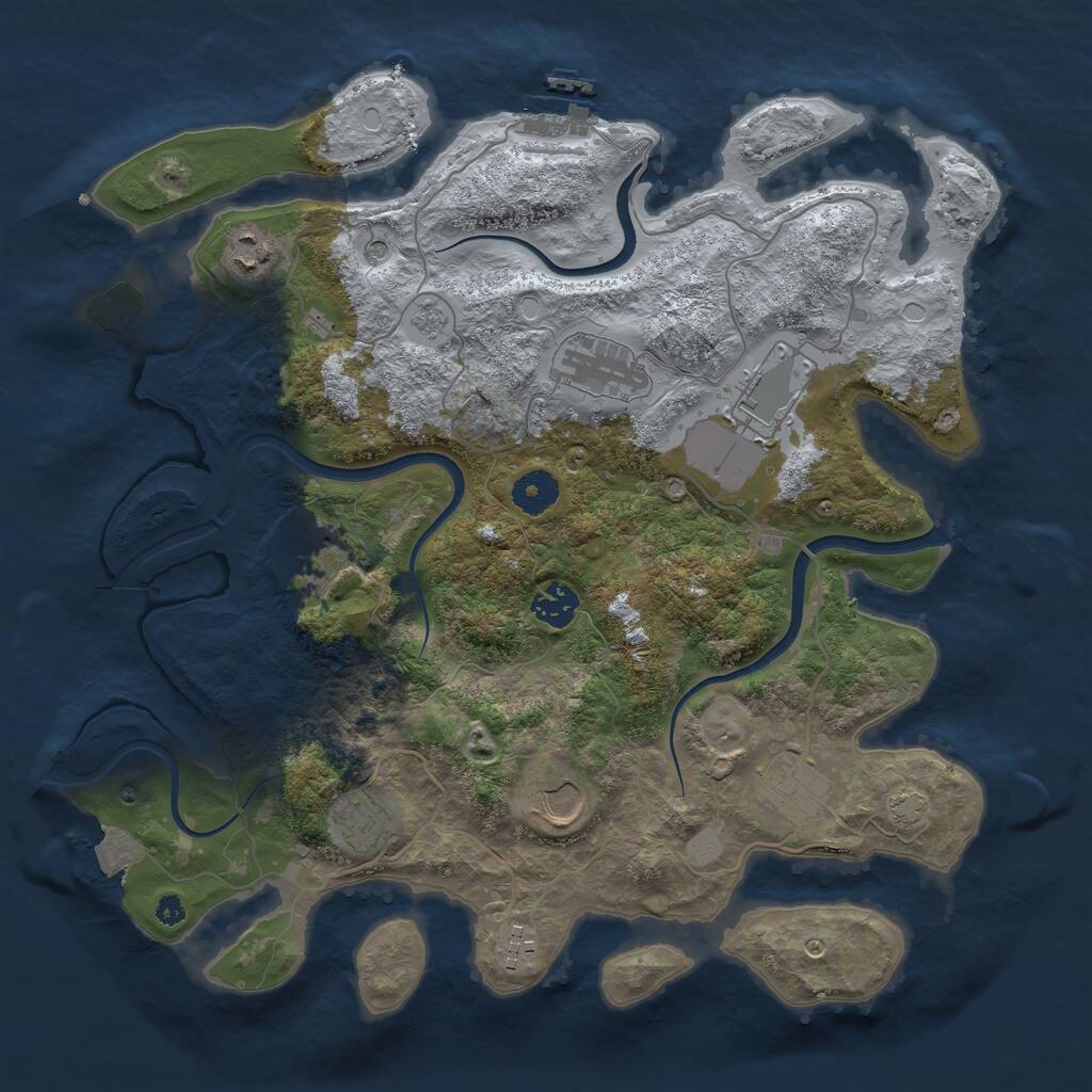 Rust Map: Procedural Map, Size: 3700, Seed: 973744277, 14 Monuments