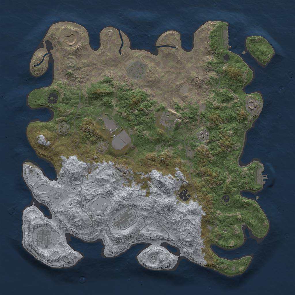 Rust Map: Procedural Map, Size: 4000, Seed: 1483239318, 17 Monuments