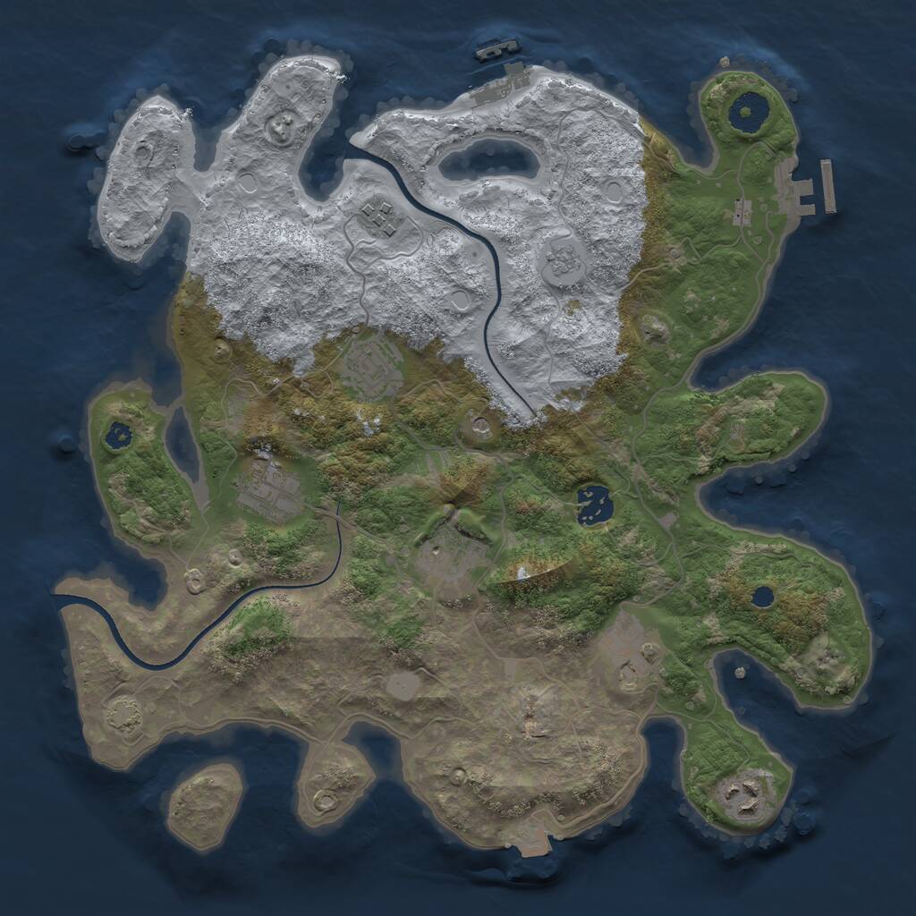 Rust Map: Procedural Map, Size: 3450, Seed: 25541648, 13 Monuments