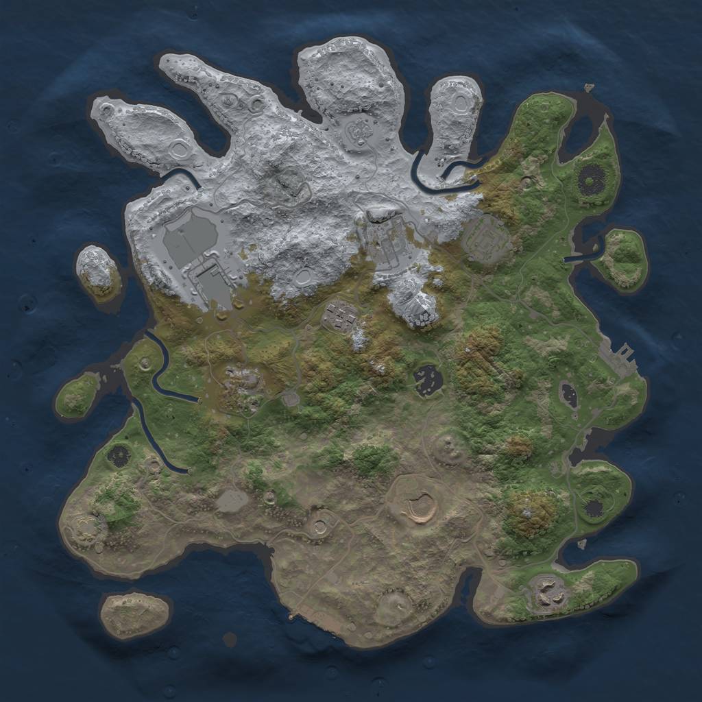 Rust Map: Procedural Map, Size: 3500, Seed: 1065648280, 16 Monuments