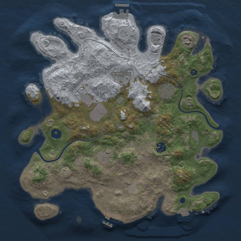 Rust Map: Procedural Map, Size: 3500, Seed: 1065648280, 13 Monuments