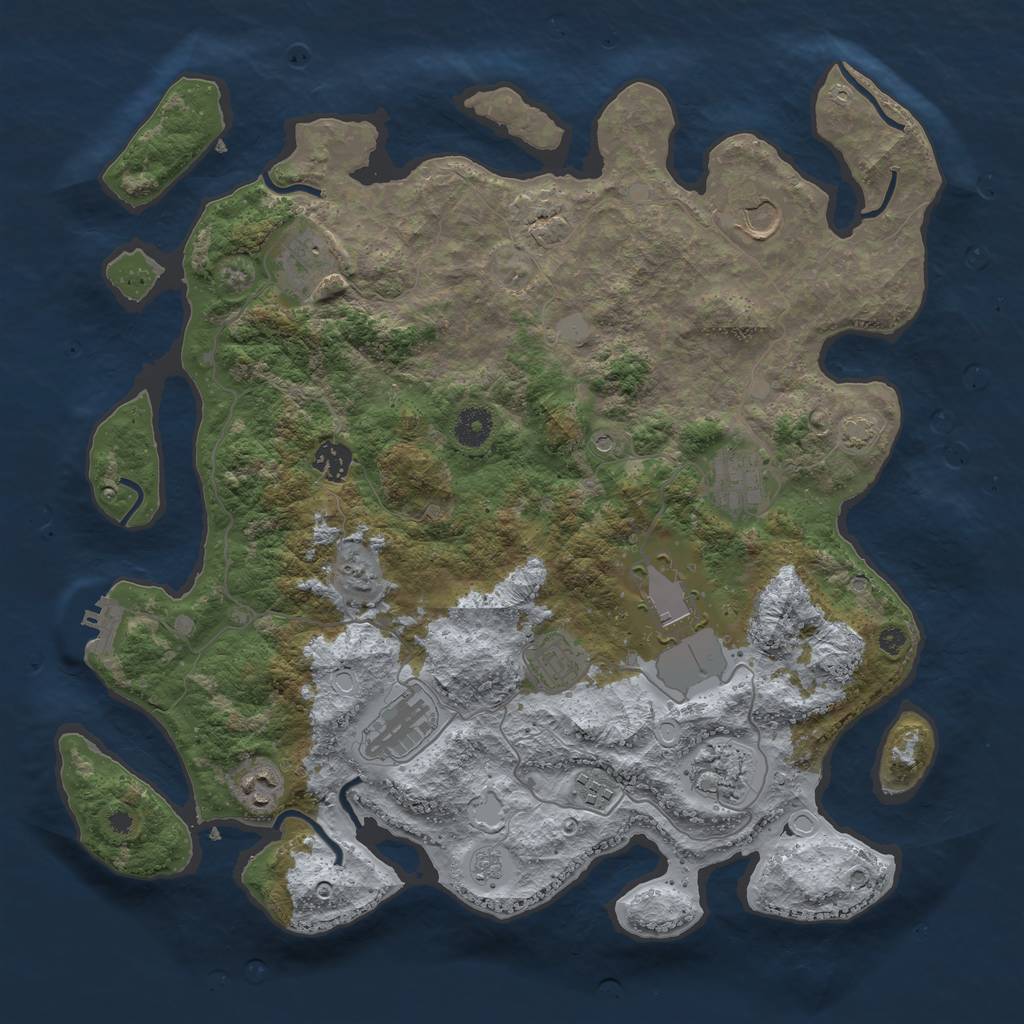 Rust Map: Procedural Map, Size: 3950, Seed: 726216, 17 Monuments