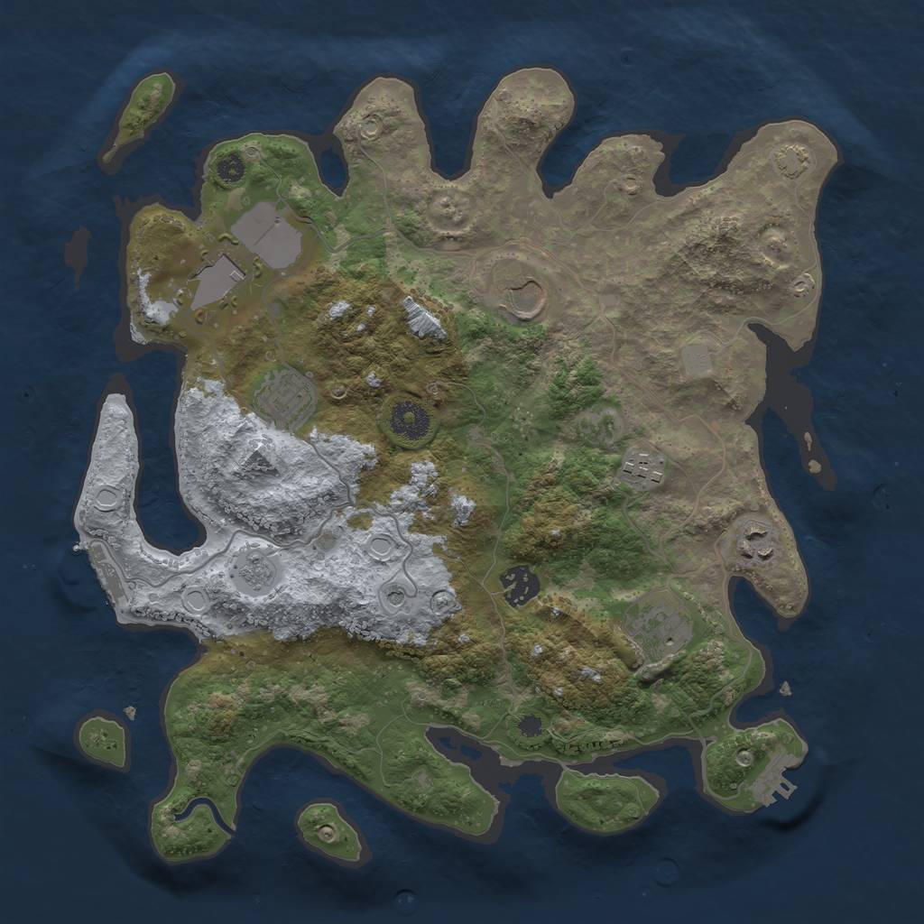 Rust Map: Procedural Map, Size: 3500, Seed: 332332, 15 Monuments