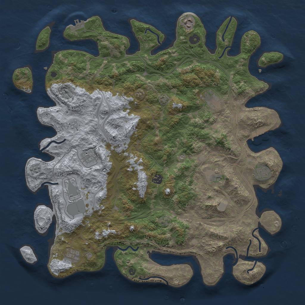 Rust Map: Procedural Map, Size: 4400, Seed: 29866049, 17 Monuments