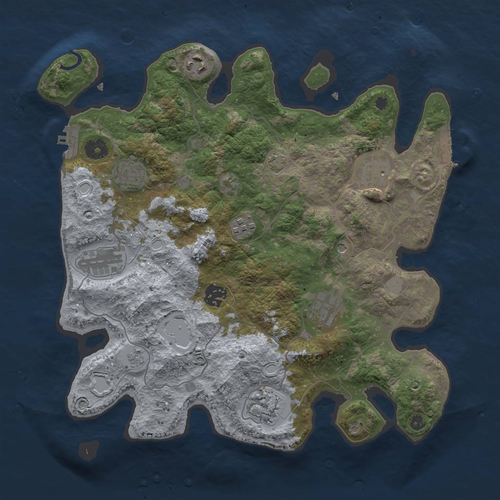 Rust Map: Procedural Map, Size: 3400, Seed: 16103010, 16 Monuments