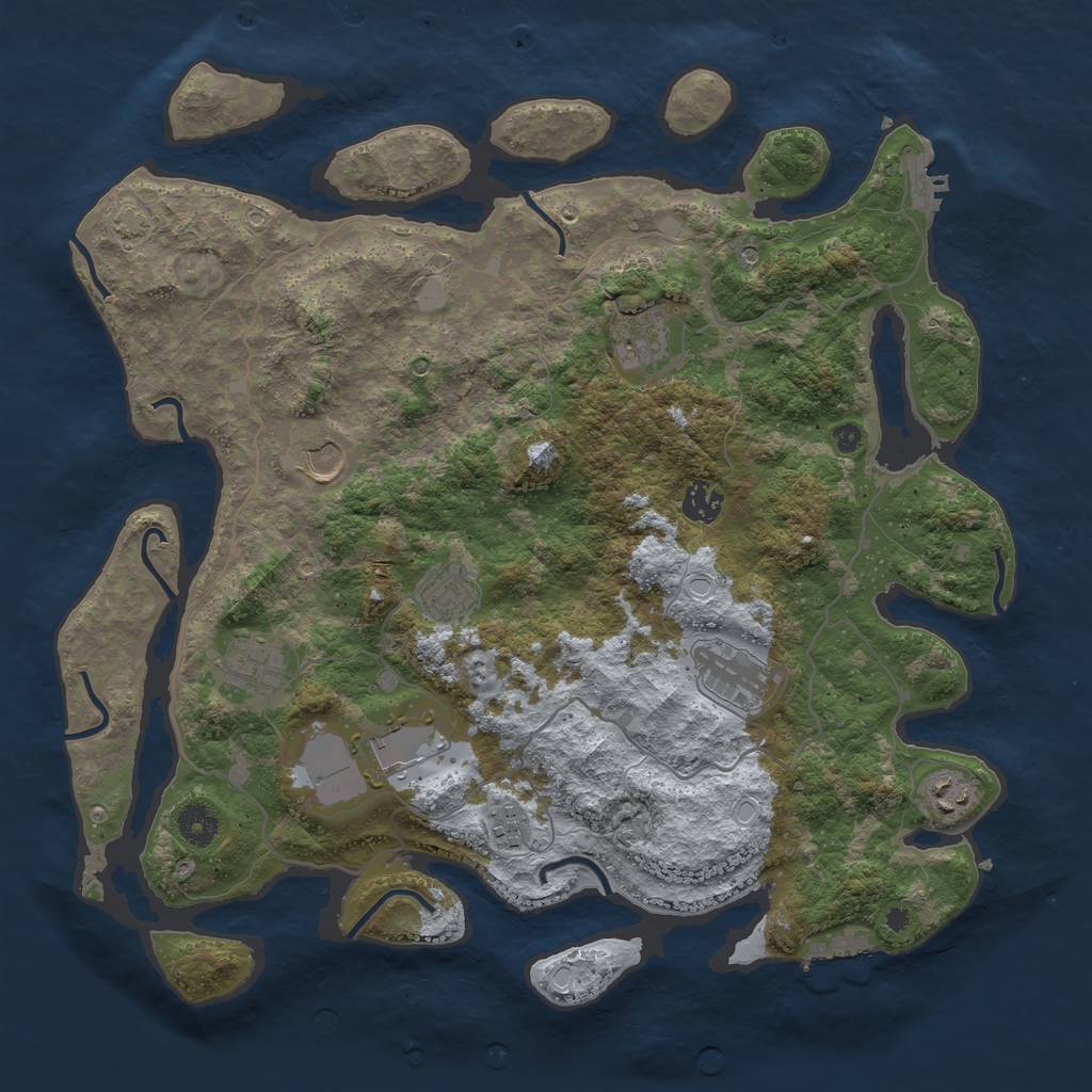 Rust Map: Procedural Map, Size: 4000, Seed: 20419, 16 Monuments