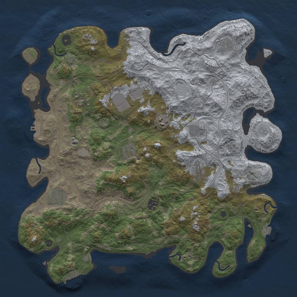 Rust Map: Procedural Map, Size: 4250, Seed: 23189111, 18 Monuments