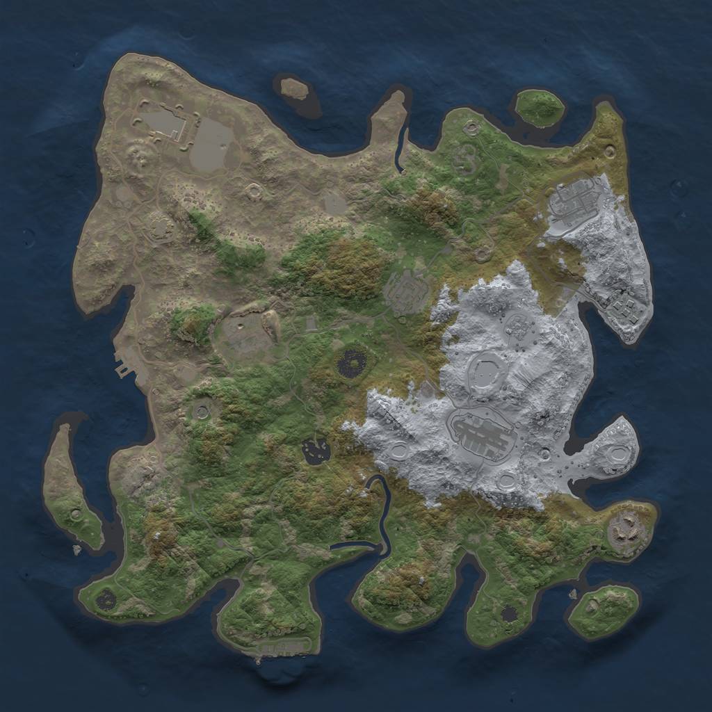 Rust Map: Procedural Map, Size: 3700, Seed: 15170044, 16 Monuments
