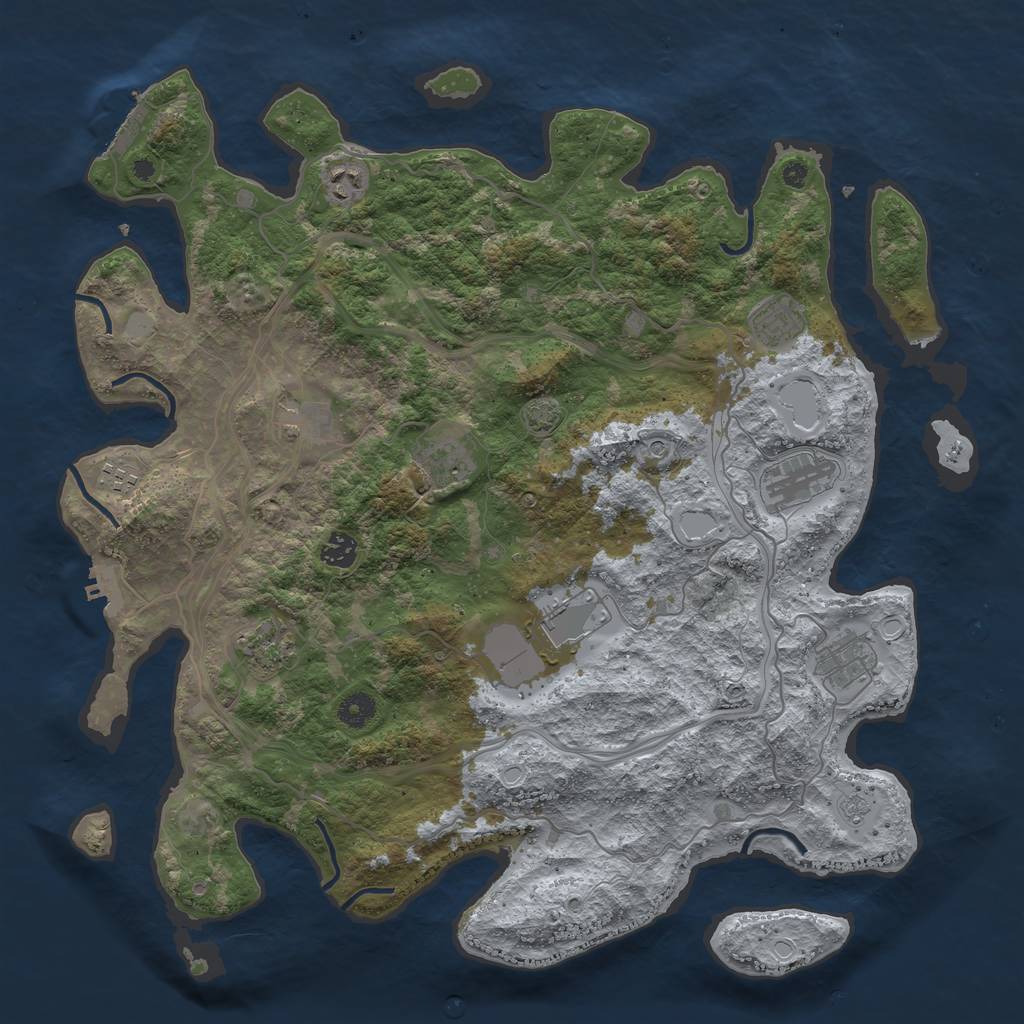Rust Map: Procedural Map, Size: 4250, Seed: 669410844, 18 Monuments