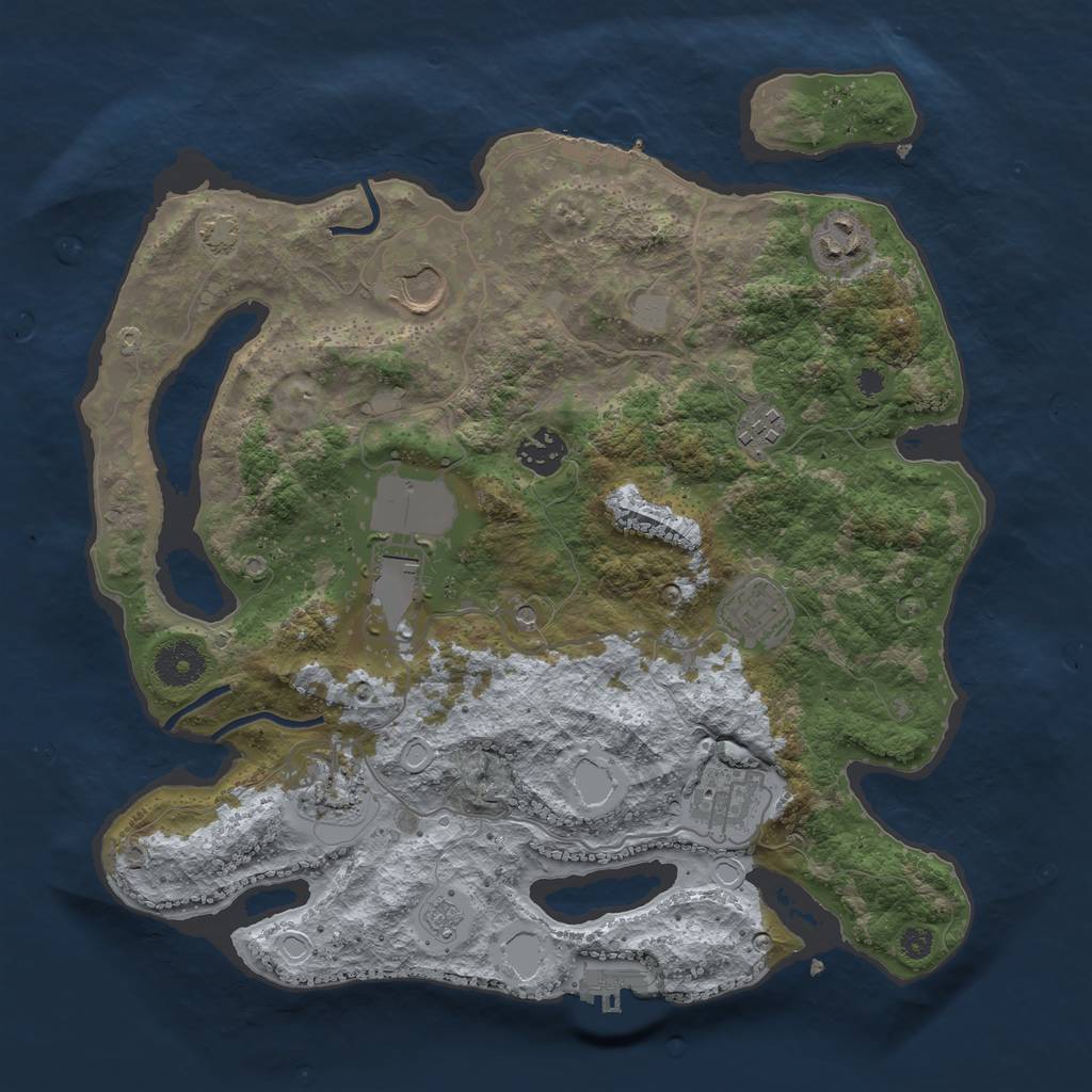 Rust Map: Procedural Map, Size: 3500, Seed: 527939370, 16 Monuments