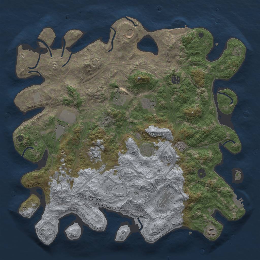 Rust Map: Procedural Map, Size: 4250, Seed: 1027169321, 18 Monuments