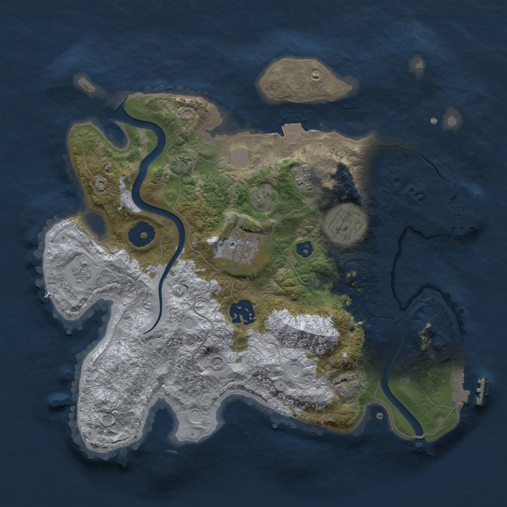 Rust Map: Procedural Map, Size: 3000, Seed: 643252, 10 Monuments