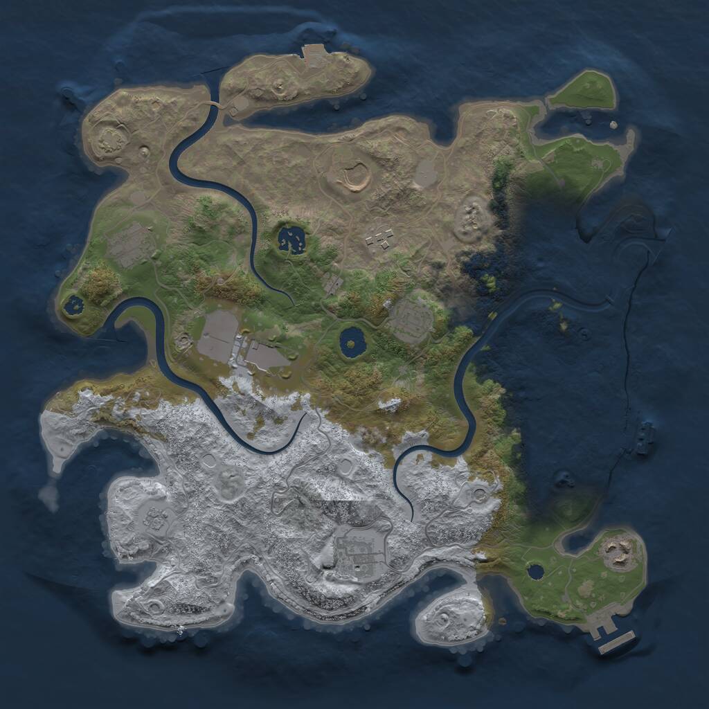 Rust Map: Procedural Map, Size: 3700, Seed: 68271280, 14 Monuments