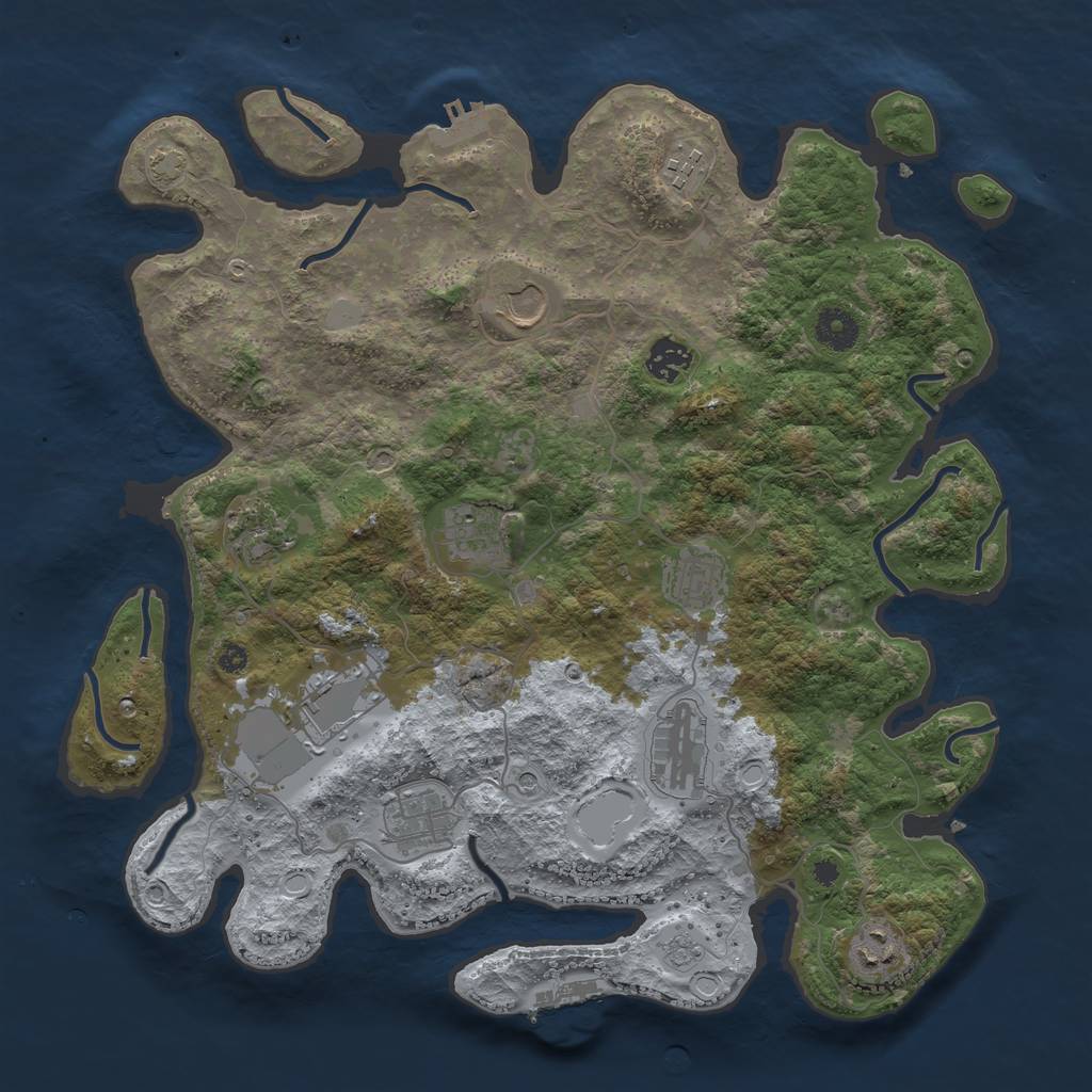 Rust Map: Procedural Map, Size: 3800, Seed: 66771974, 18 Monuments