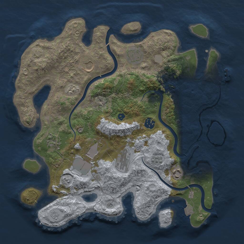 Rust Map: Procedural Map, Size: 3500, Seed: 75463, 13 Monuments