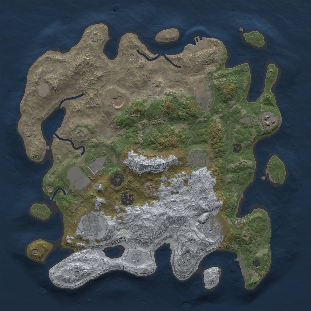 Rust Map: Procedural Map, Size: 3500, Seed: 75463, 17 Monuments