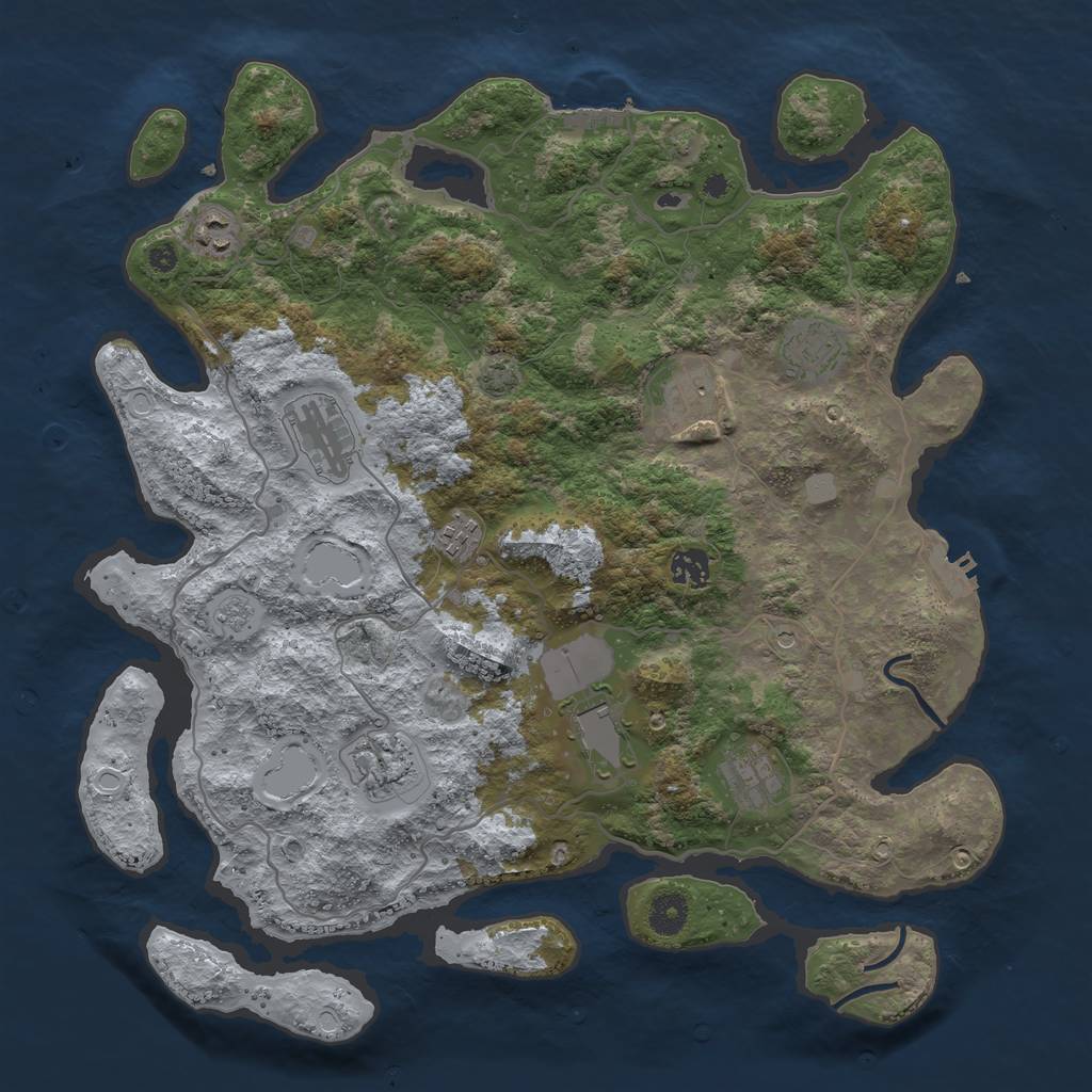 Rust Map: Procedural Map, Size: 4000, Seed: 4174800, 17 Monuments