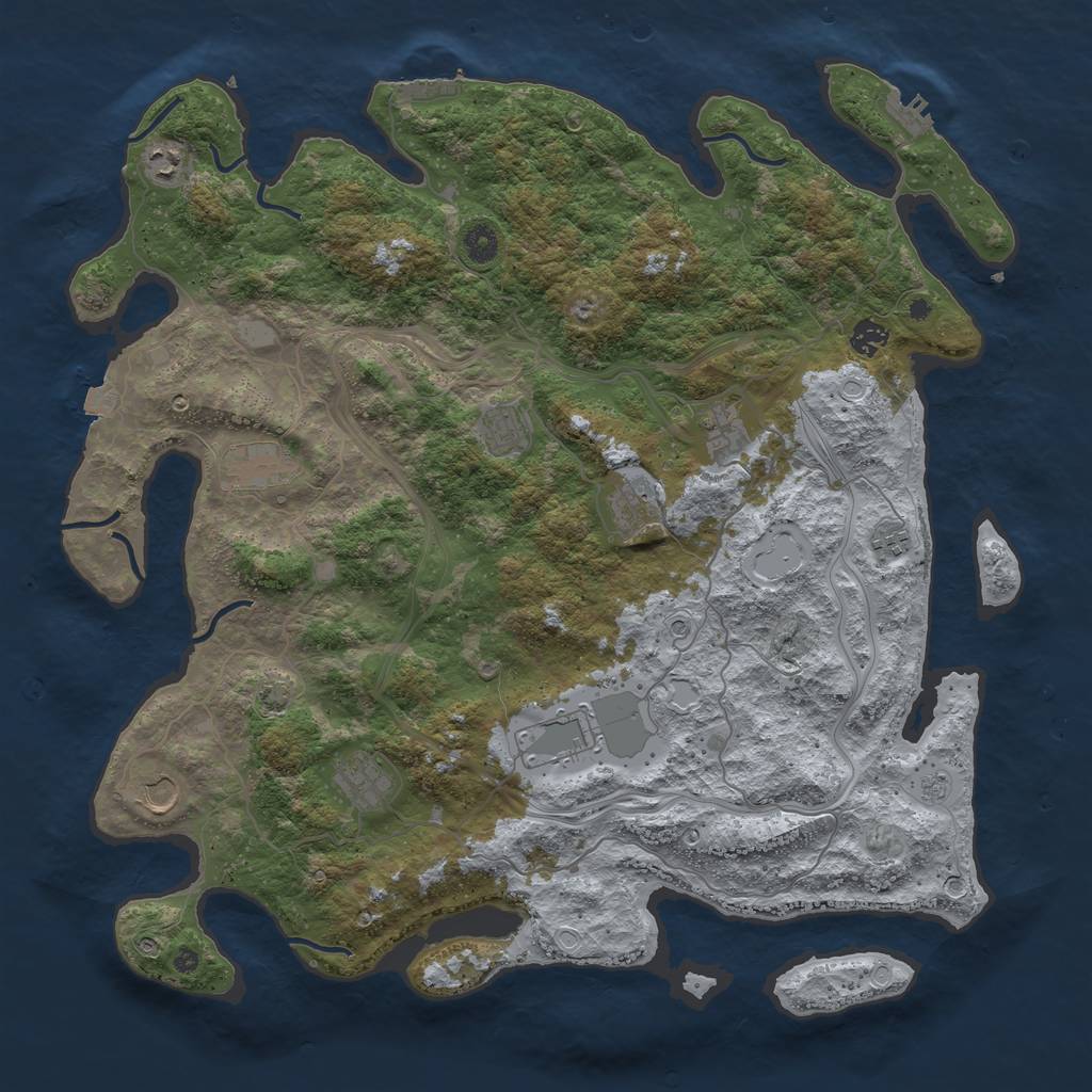 Rust Map: Procedural Map, Size: 4500, Seed: 1968816428, 18 Monuments