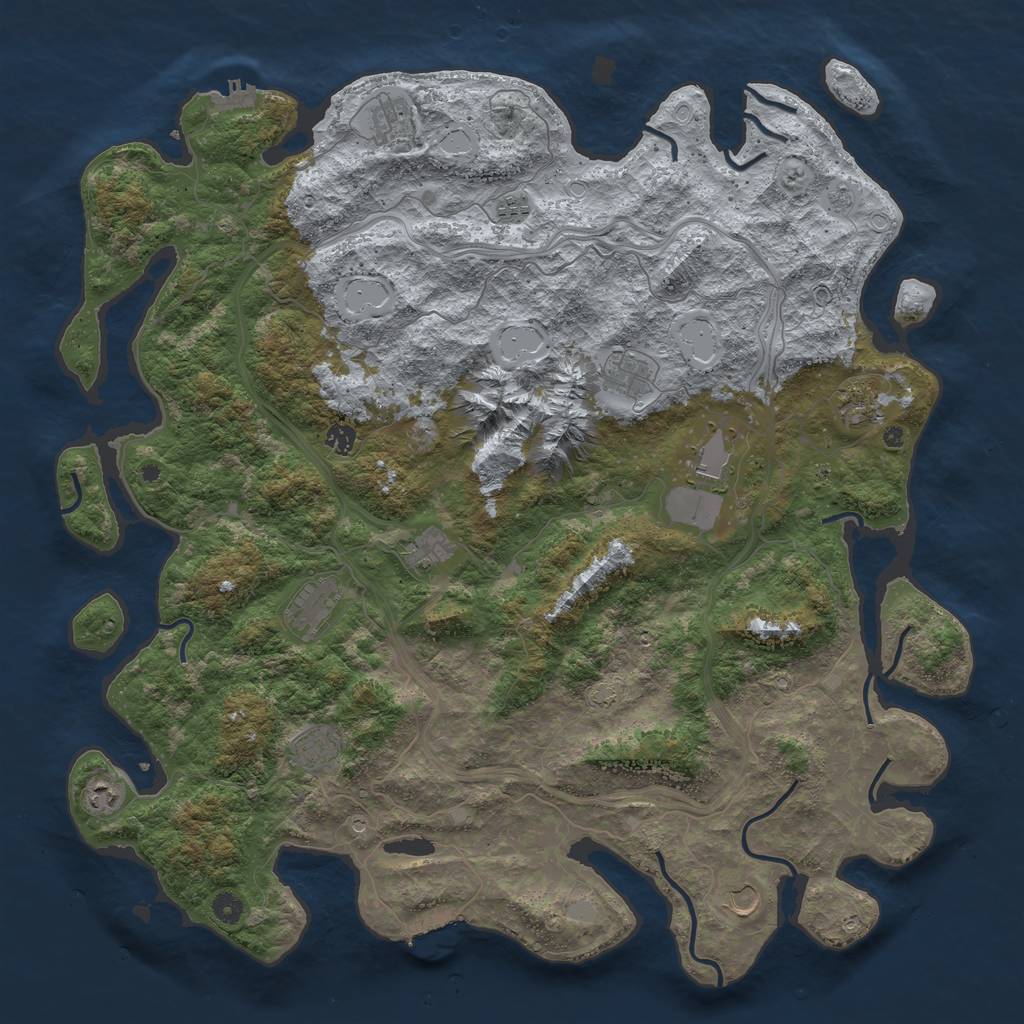 Rust Map: Procedural Map, Size: 5000, Seed: 209324736, 19 Monuments