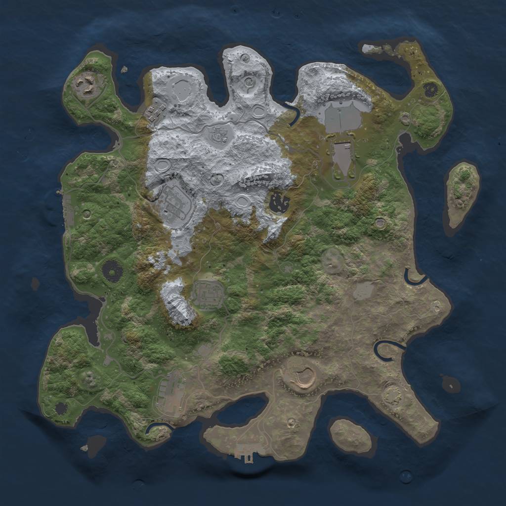 Rust Map: Procedural Map, Size: 3600, Seed: 56262459, 16 Monuments