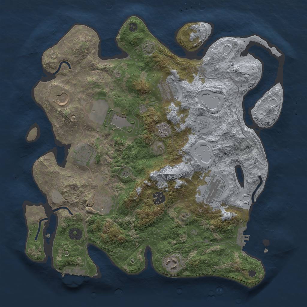 Rust Map: Procedural Map, Size: 3500, Seed: 5004849, 17 Monuments