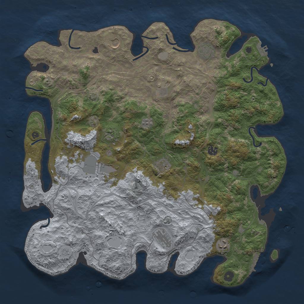 Rust Map: Procedural Map, Size: 4500, Seed: 684324675, 18 Monuments