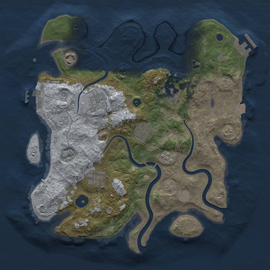 Rust Map: Procedural Map, Size: 3250, Seed: 1289688894, 12 Monuments