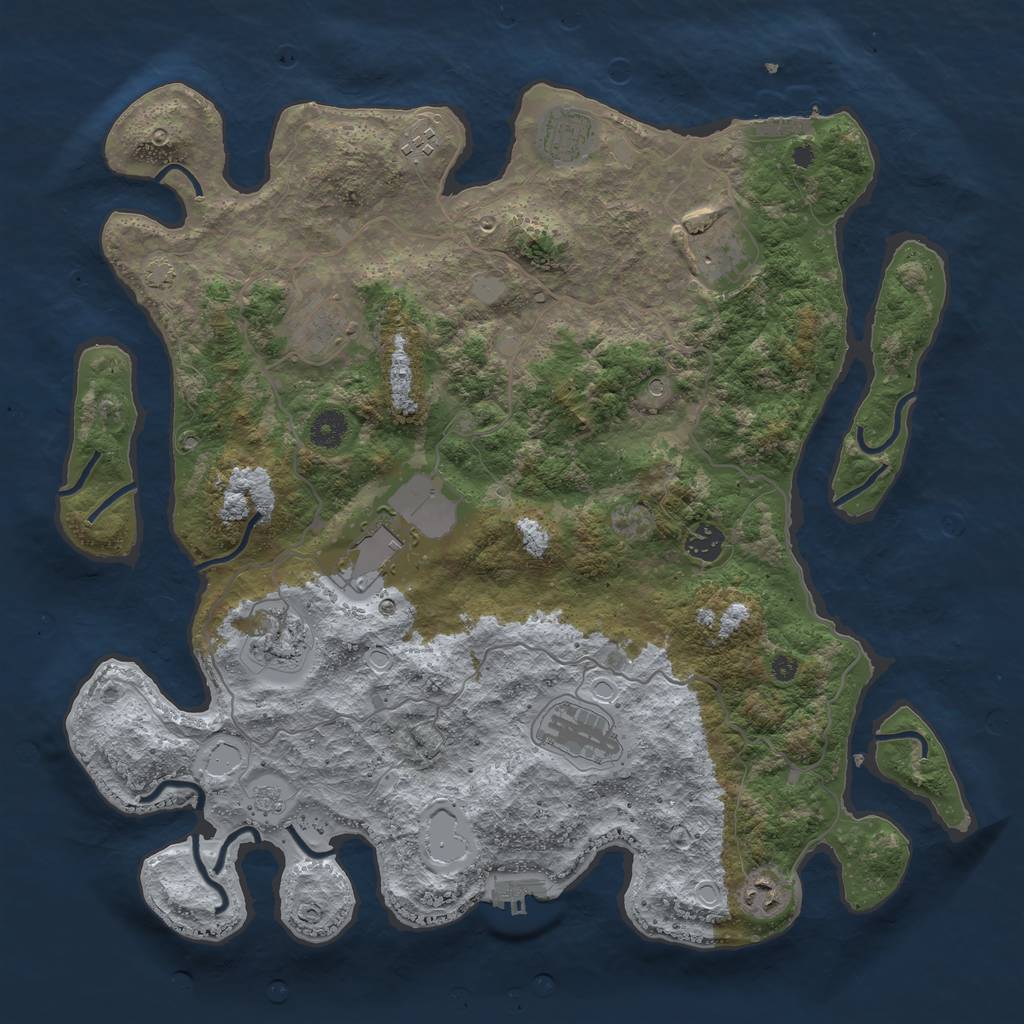 Rust Map: Procedural Map, Size: 4100, Seed: 22847147, 17 Monuments