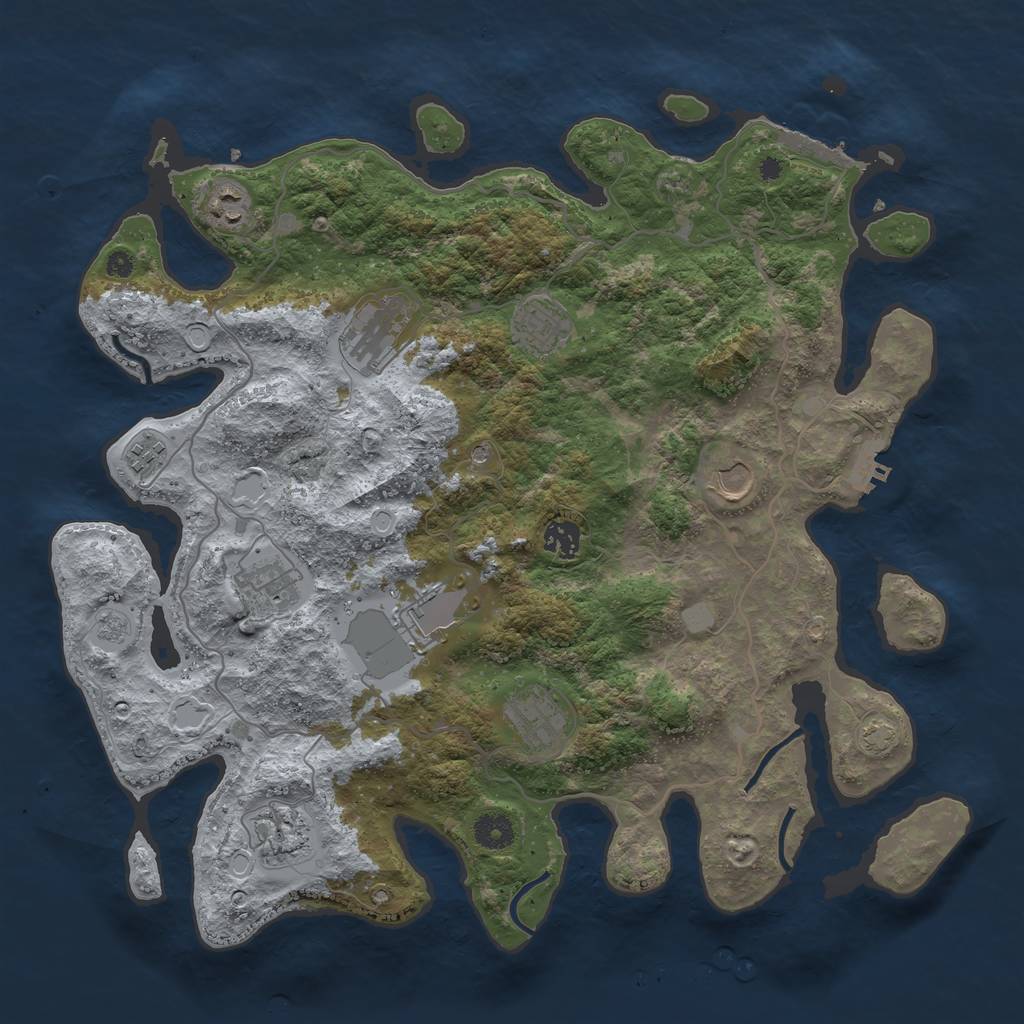 Rust Map: Procedural Map, Size: 4000, Seed: 1313686775, 18 Monuments