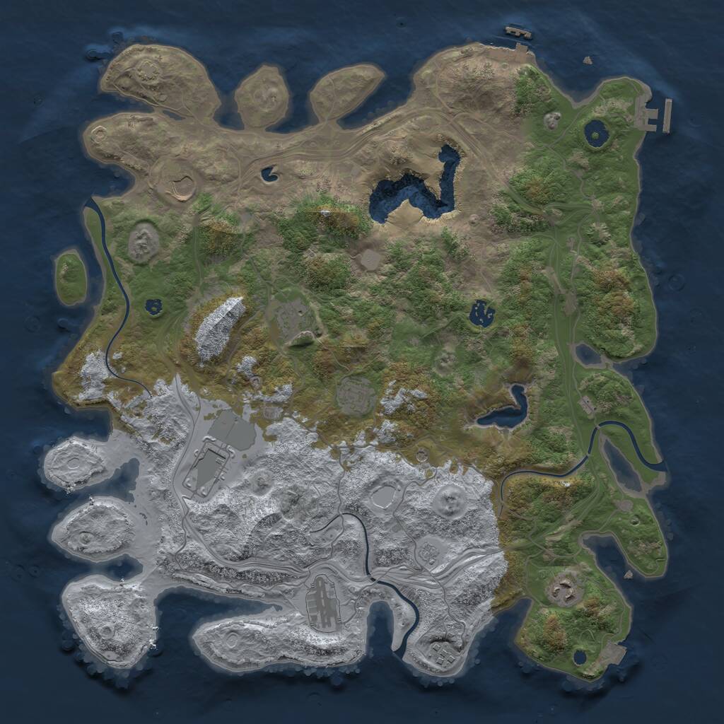 Rust Map: Procedural Map, Size: 4300, Seed: 264551, 14 Monuments