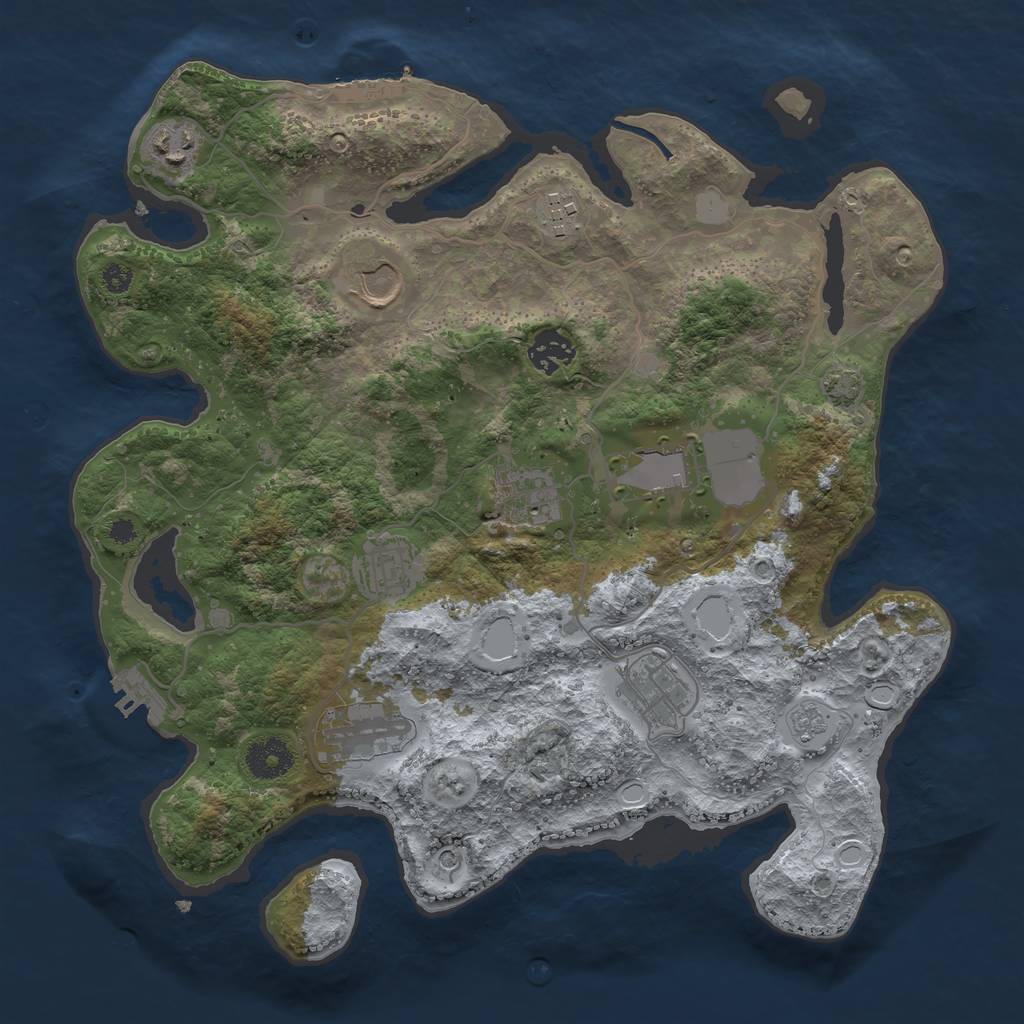 Rust Map: Procedural Map, Size: 3500, Seed: 1186651519, 17 Monuments