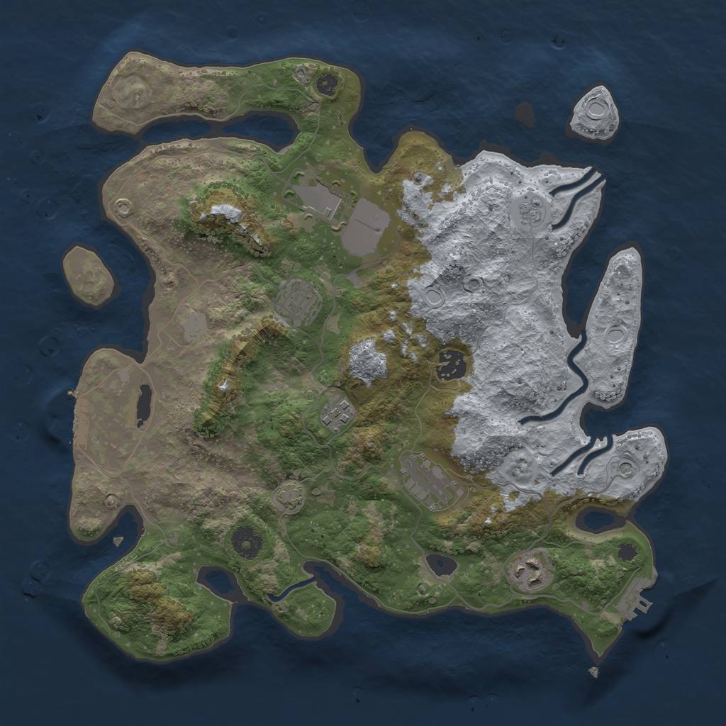 Rust Map: Procedural Map, Size: 3500, Seed: 33723457, 14 Monuments