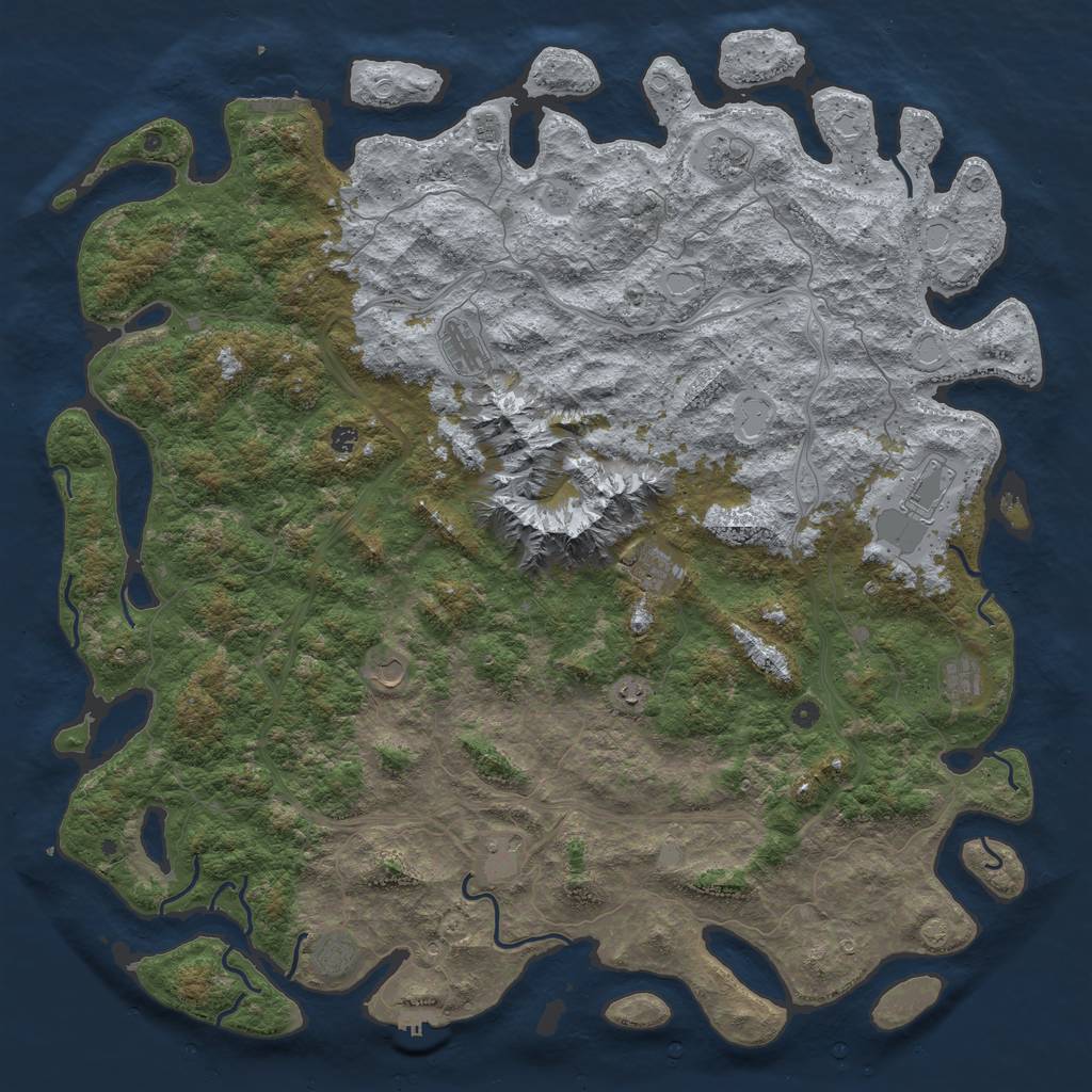 Rust Map: Procedural Map, Size: 6000, Seed: 33292393, 19 Monuments
