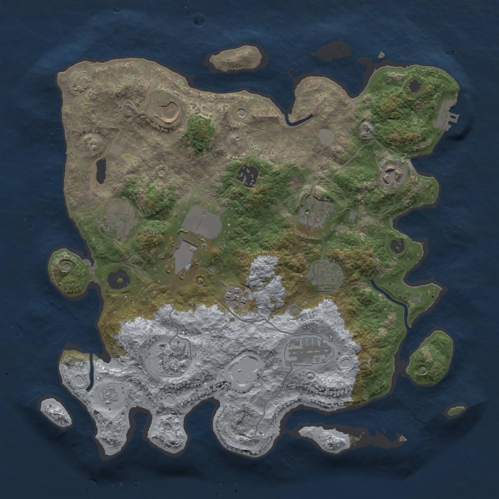 Rust Map: Procedural Map, Size: 3500, Seed: 106149429, 17 Monuments