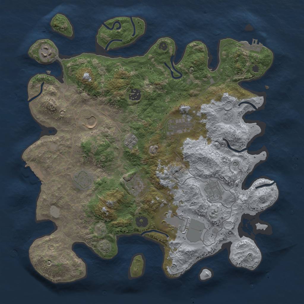 Rust Map: Procedural Map, Size: 3700, Seed: 908776700, 17 Monuments