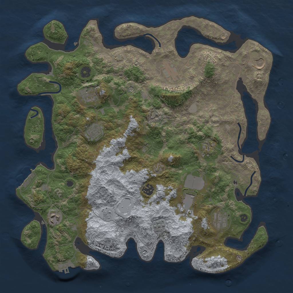 Rust Map: Procedural Map, Size: 3950, Seed: 35864119, 18 Monuments