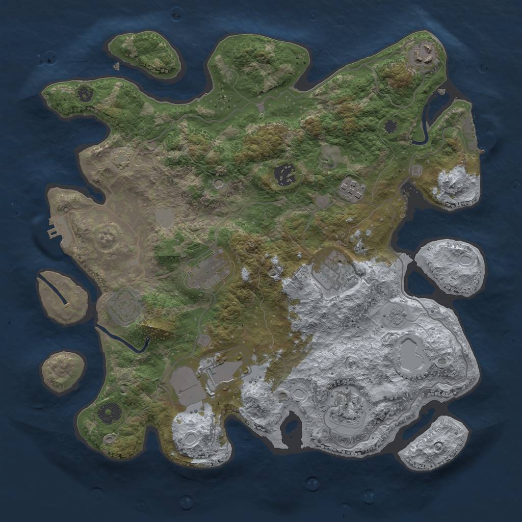 Rust Map: Procedural Map, Size: 3500, Seed: 807715852, 16 Monuments